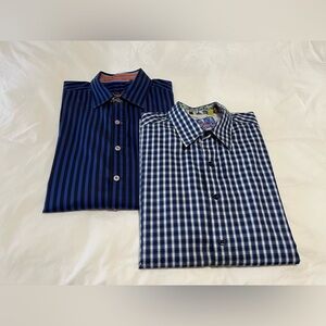 Robert Graham | Mens SZ 2XL | Lot Of (2) Button Up Shirts | Blue Striped Plaid